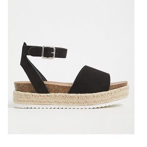 BLACK FAUX SUEDE CORK ESPADRILLE FLATFORM (WW)
